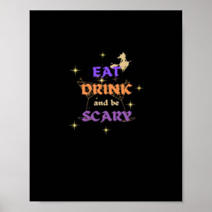 Ät Drick Och Var Rädslig Halloween Rolig Design Poster