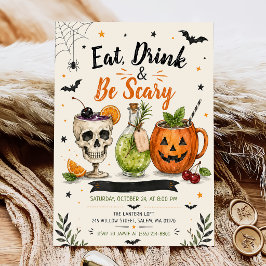 Ät Drick och Var Rädslig Halloweenfest Inbjudningar