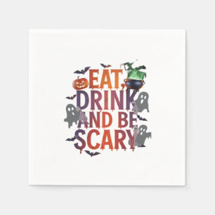 Ät Drick Och Var Rädslig Halloweenfest Skum Desi Pappersservett