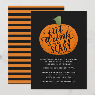 Ät, drick och var scär Pumpkin Halloween fest Inbjudningar