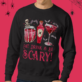Ät, drick och var scary Halloween Cocktails Lång Ärmad Tröja