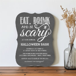 Ät, drick och var scary Halloween fest-kalkkort Inbjudningar