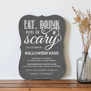 Ät, drick och var scary Halloween fest-kalkkort Inbjudningar