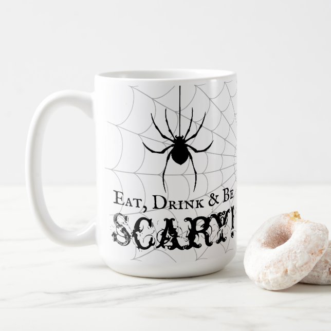 Ät, drick och var Scary Halloween Kaffemugg (Med munk)