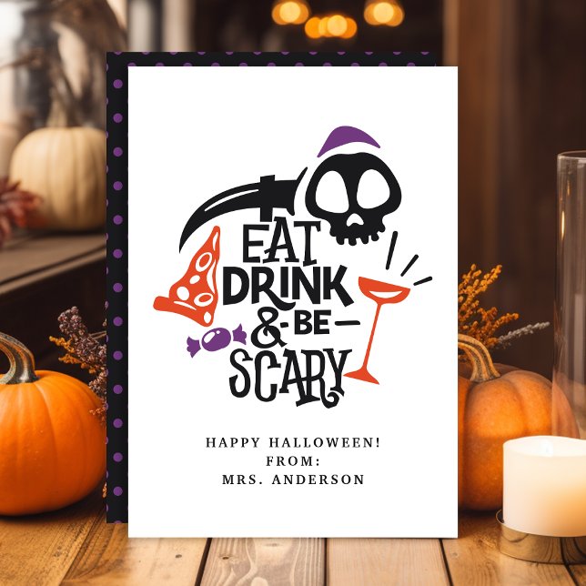 Ät drick och var scary Halloween-klassrumskort Inbjudningar (Skapare uppladdad)