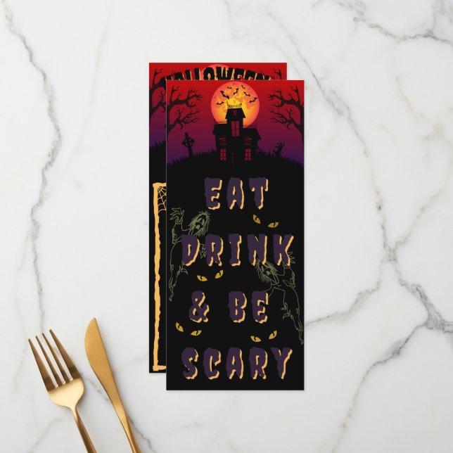 Ät, drick och var scary Halloween Meny (Fram/Back In Situ)
