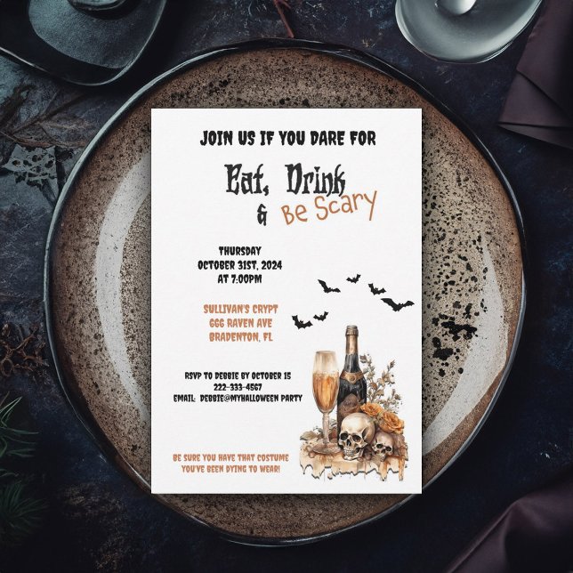 Ät, drick och var scen Halloween fest Inbjudningar (Skapare uppladdad)