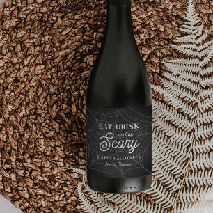Ät, drick och var scen Halloween fest Vinflaska Etikett