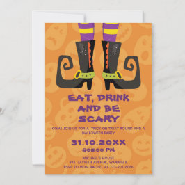 Ät Drick och Var Skräckinjagande Halloween Blockfe Inbjudningar