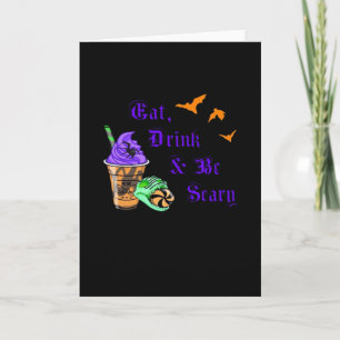 Ät Drick Och Var Skräckinjagande Halloween Minimal Kort