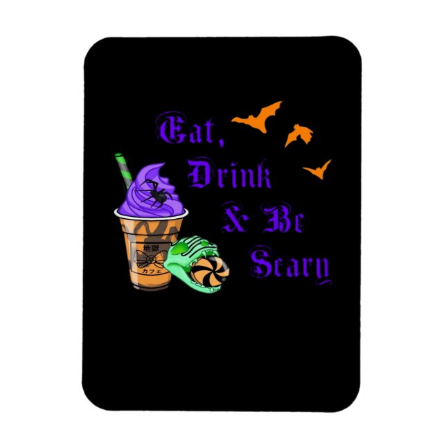 Ät Drick Och Var Skräckinjagande Halloween Minimal Magnet (Vertikal)