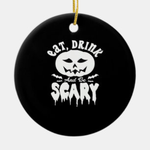 Ät Drick Och Var Skräckinjagande Halloween Retro K Julgransprydnad Keramik
