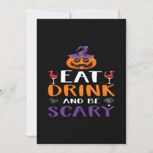 Ät Drick Och Var Skräckinjagande Halloweenfest Tro Julkort