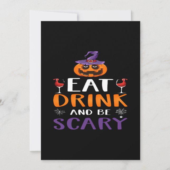 Ät Drick Och Var Skräckinjagande Halloweenfest Tro Julkort (Framsida)