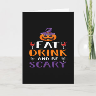 Ät Drick Och Var Skräckinjagande Halloweenfest Tro Kort