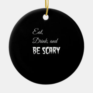 Ät Drick Och Var Skrämmande Rolig Halloween Retro  Julgransprydnad Keramik