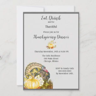 Ät Drick och Var Tacksam Thanksgiving Middag Inbjudningar