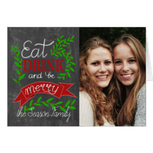 Ät, drick och vara ett Merry Photo Card Hälsningskort