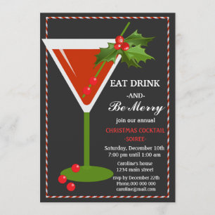 Ät Drick och vara God jul Cocktail Party Inbjudningar