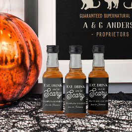 Ät, drick och vara gynnsam för Scary Halloween fes Spritflaskor Etikett