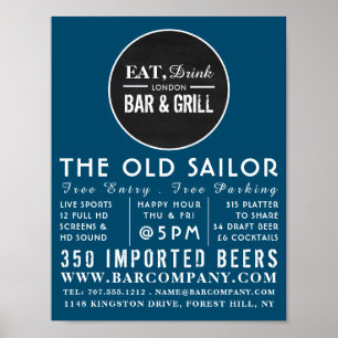 Ät, drick Pub & grill Logotyp, pub/Brewery Poster
