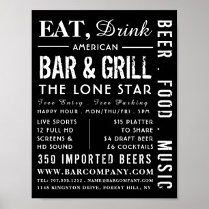 Ät, drick Pub & grill, reklam för pub/bryggerier Poster