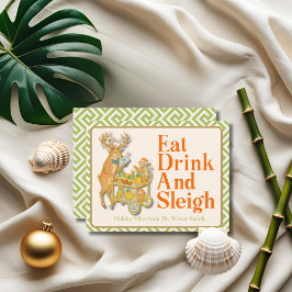 Ät Drick Sleigh Tropisk Jul Chinoiserie Julkort