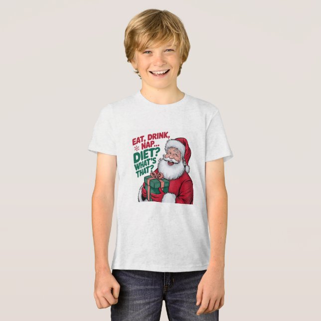 Ät Drick Sov vad är Diet, rolig Tomte T Shirt (Framsida Full)