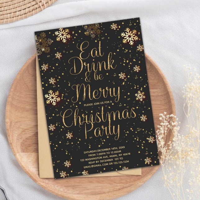 Ät drick var en inbjudan till julfest. (Star Eat Drink and be Merry Christmas Invitations)