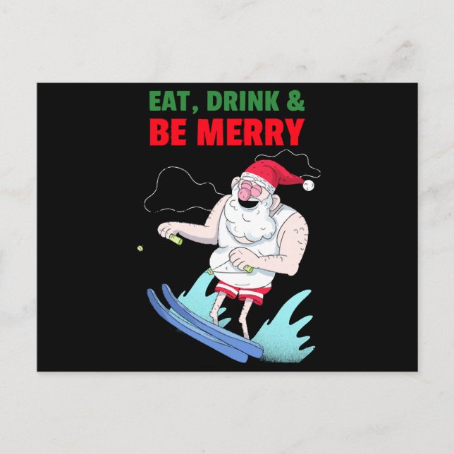 Ät, Drick & Var Glad Jul Helg Vykort (Framsida)