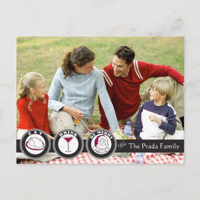 Ät, drick, var God jul-kort Helg Vykort (Framsida)