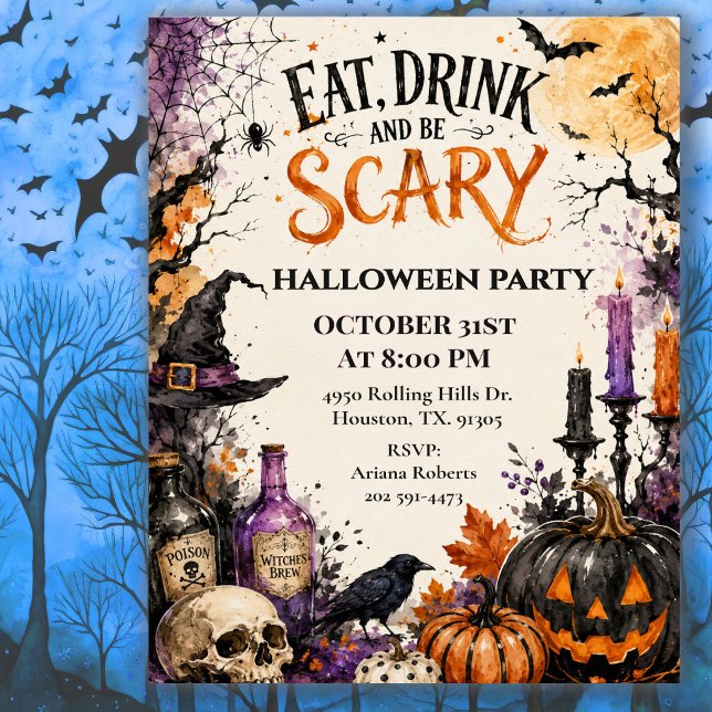 Ät Drick Var Rädslig Halloween Inbjudningar (Skapare uppladdad)