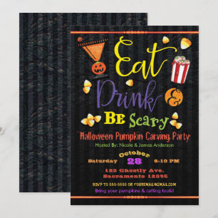 Ät Drick & Var Rädslig Halloween Kostymfest Inbjudningar