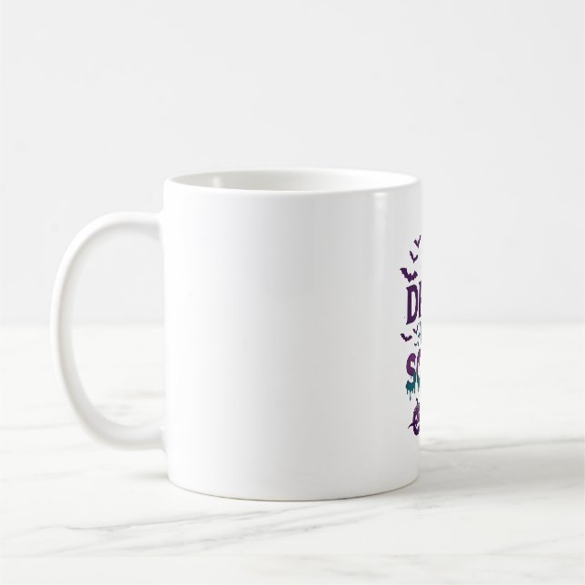 Ät Drick Var Rädslig Halloween Kuslig Träd Pumpa_ Kaffemugg (Vänster)