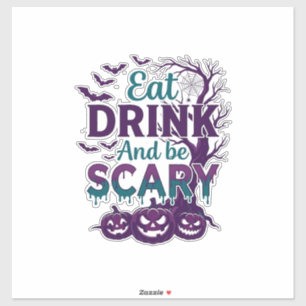 Ät Drick Var Rädslig Halloween Kuslig Träd Pumpa_ Klistermärken