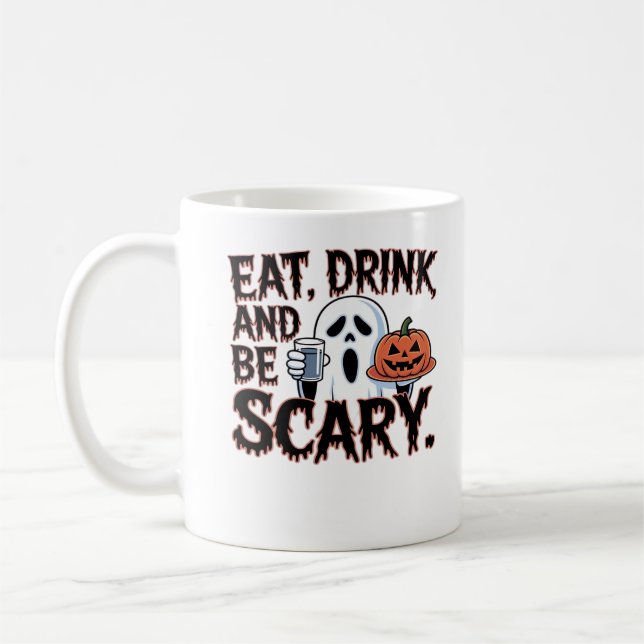 Ät Drick Var Rädslig Halloween Pumpa Kreativ Stil Kaffemugg (Vänster)