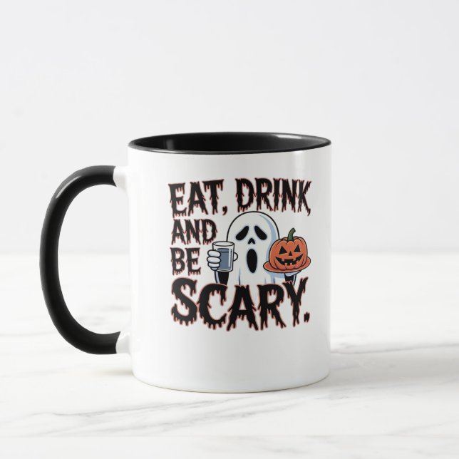 Ät Drick Var Rädslig Halloween Pumpa Kreativ Stil Mugg (Vänster)