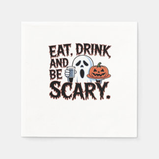 Ät Drick Var Rädslig Halloween Pumpa Kreativ Styl Pappersservett