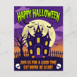 Ät Drick Var Rädslig Halloweenfest Helg Vykort