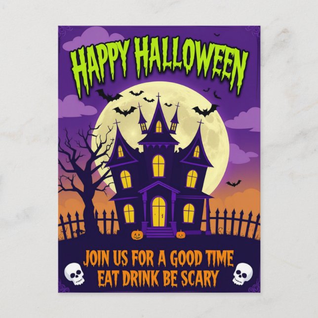 Ät Drick Var Rädslig Halloweenfest Helg Vykort (Framsida)