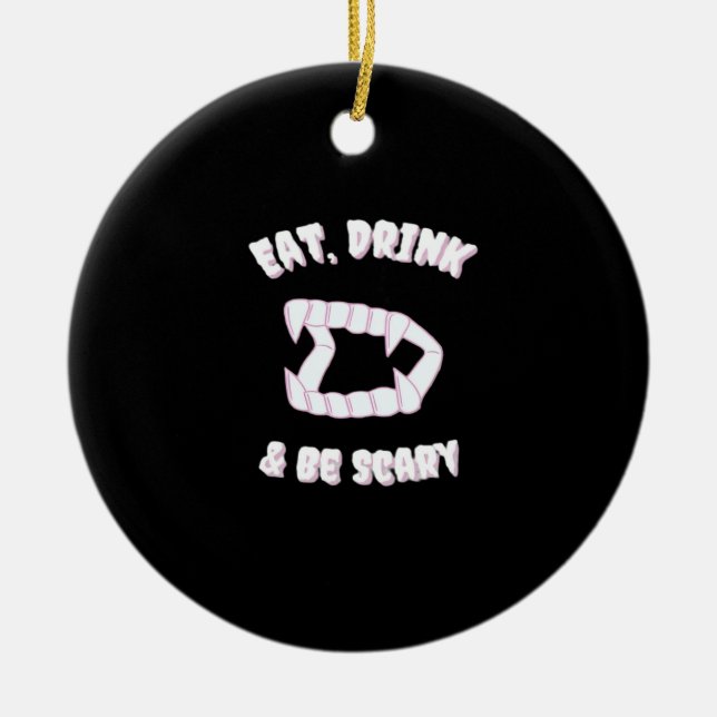 Ät Drick Var Rädslig Vampyr Minimalistisk Stil Julgransprydnad Keramik (Framsidan)
