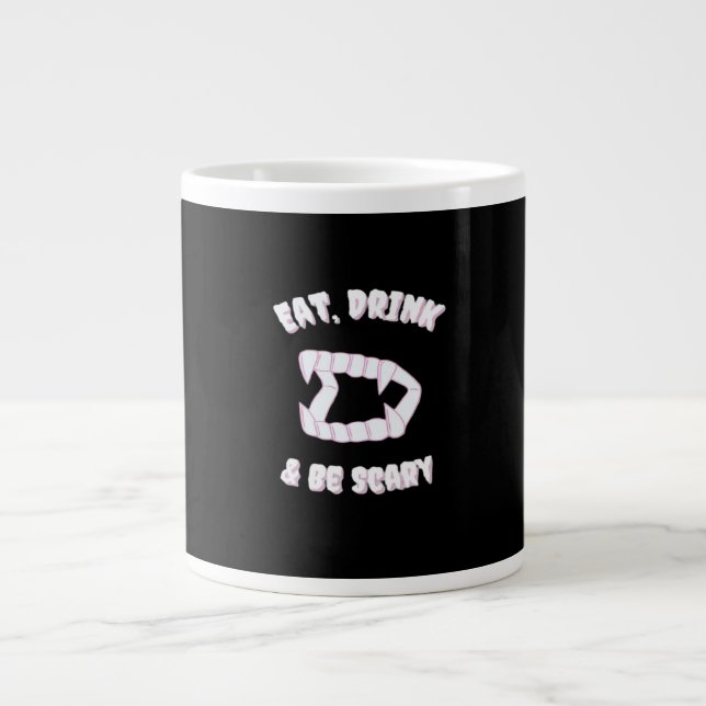 Ät Drick Var Rädslig Vampyr Minimalistisk Stil Jumbo Mugg (Framsidan)