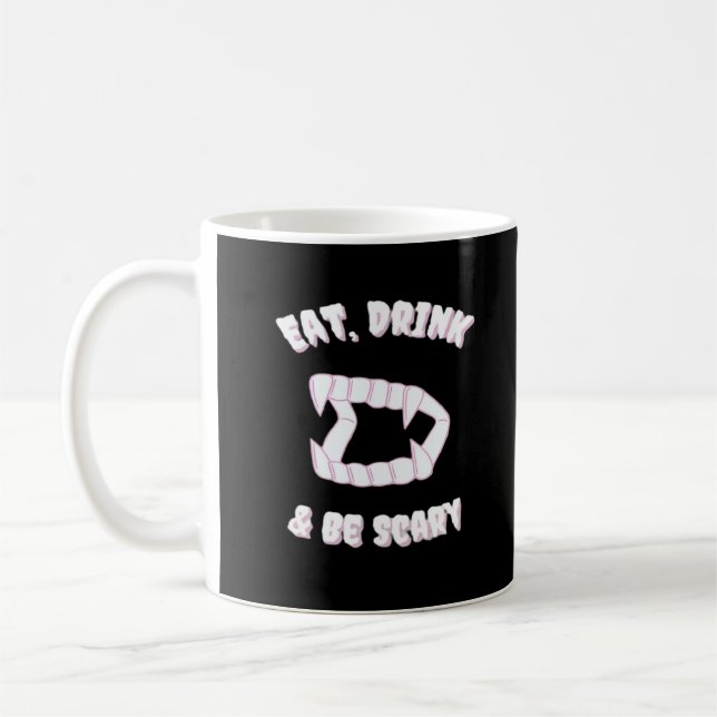 Ät Drick Var Rädslig Vampyr Minimalistisk Stil Kaffemugg (Vänster)