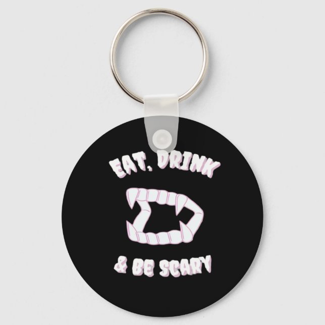 Ät Drick Var Rädslig Vampyr Minimalistisk Stil Nyckelring (Framsida)