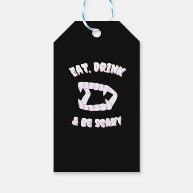 Ät Drick Var Rädslig Vampyr Minimalistisk Stil Presentetikett (Framsidan)