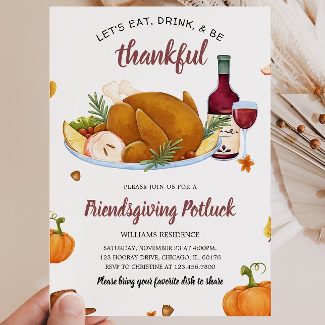 Ät Drick Var Tacksam Thanksgiving Inbjudningar (Skapare uppladdad)