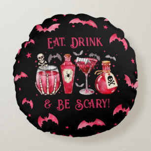 Ät dricka och var scary Halloween Cocktails Rund Kudde