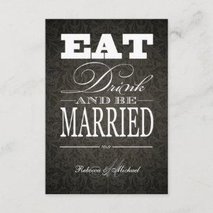 Ät dricka och vara gift - Elegant Black Damask OSA Kort