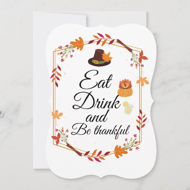 ät dricka och vara tacksamt "thanksgiving Card" (Framsida)