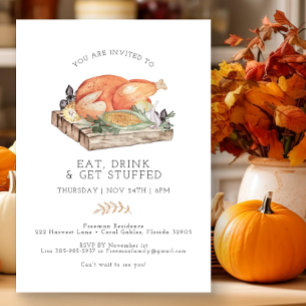 Ät Drink Get Stuffed Thanksgiving Inbjudan